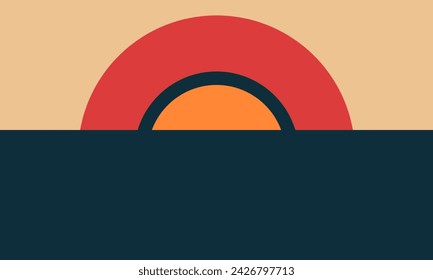 Abstract background - Tranquil sunset over dark ocean horizon. Vector, eps10