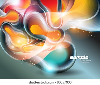 Abstract background with transforming shining forms. Vector illustration.