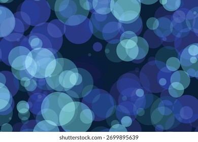 Abstract background with translucent blue bokeh circles on a dark background, creating a dreamy and ethereal mood.