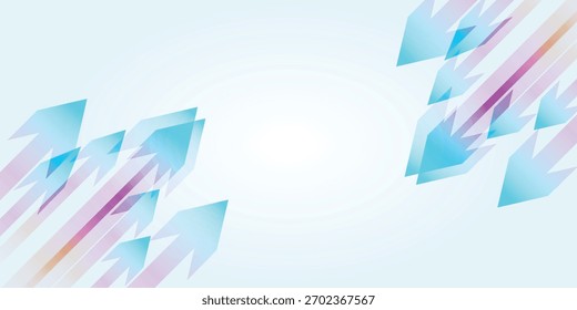 Ein abstrakter Hintergrund mit durchscheinenden blauen und violetten Pfeilen, die nach oben zeigen und Wachstum, Richtung und Fortschritt symbolisieren. In der Mitte ist ein Kopienraum.