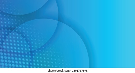 Abstract background of translucent circles in light blue colors with halftone decoration. Modern business or corporate concept presentation design