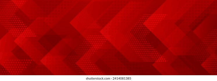 Abstract background of translucent flat shapes and dots in red colors