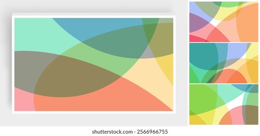 Abstract background with translucent overlapping coloured shapes. Modern design. 3d vector illustration for brochure, banner, flyer or presentation.