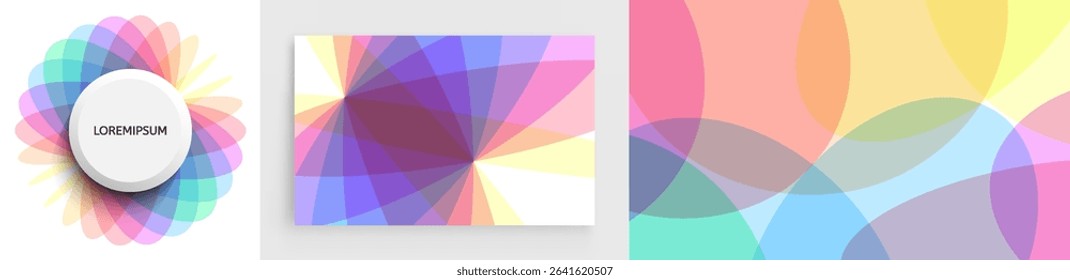 Abstract background with translucent overlapping coloured ovals. Sphere of overlapping translucent elements. 3d vector illustration for brochure, banner, flyer or presentation.