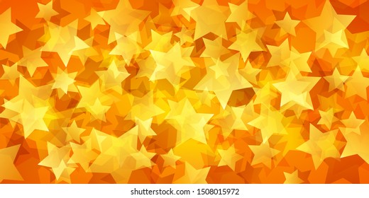 Abstract background of translucent stars in orange colors