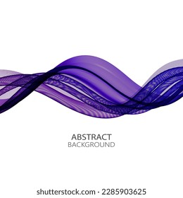 Abstract background transparent blue wave, smooth lines on a white background