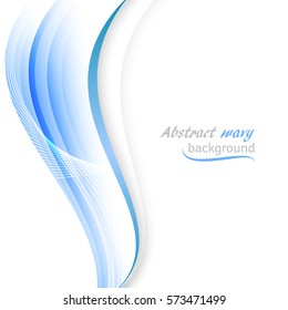 Abstract background with transparent blue wavy lines. Vector illustration.

