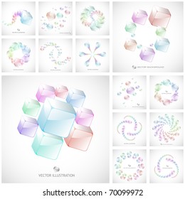 Abstract background with transparent boxes. Cover design template. 3D illustration for brochure, poster, presentation, flyer or banner.