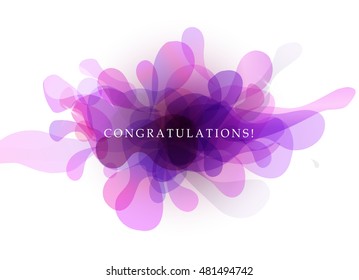 Abstract background with transparent bubbles and congratulations quotation.