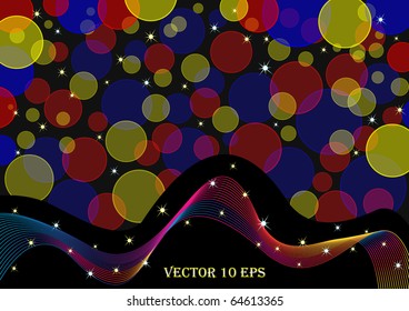 abstract background with transparent circles and stars. vector 10eps.