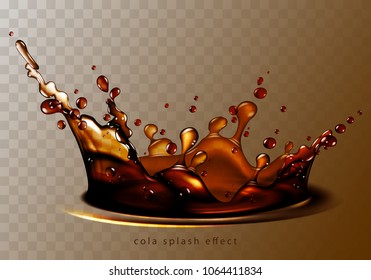 Abstract background with transparent cola splash, high detailed realistic illustration