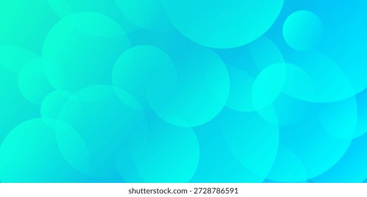 Abstract background with transparent cyan blue overlapping circles bokeh pattern. Vector illustration