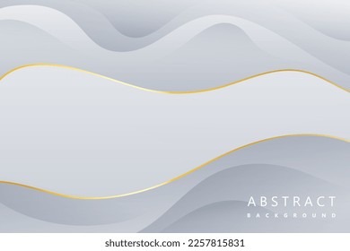 abstract background of transparent gray shading waves with luxury golden lines