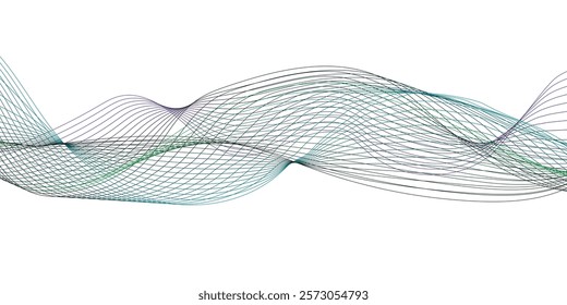 Abstract Background with Transparent Light Blue Wave Line on White Backdrop. Creative Line Art for Design of Covers, Banners, Flyers, Landing Pages. Template with Smooth Wavy Horizontal Curved Line.
