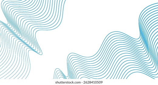 Abstract Background with Transparent Light Blue Wave Line on White Backdrop. Creative Line Art for Design of Covers, Banners, Flyers.