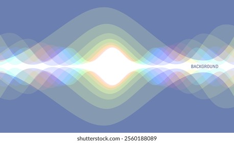 Abstract background with transparent overlapping waves with horizontal mirror reflection effect. Dynamic vector illustration for brochure, poster, presentation, flyer, cover or banner.