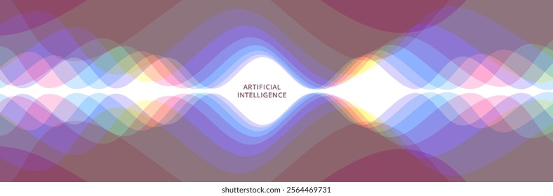 Abstract background with transparent overlapping waves with horizontal mirror reflection effect. Dynamic vector illustration for brochure, poster, presentation, flyer, cover or banner.