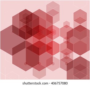 abstract background from transparent red polygons on pink