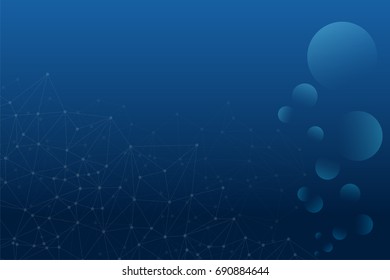 Abstract background of transparent shading bubble floating with linking dot on backdrop.