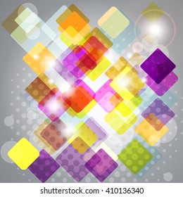Abstract background with transparent squares. Vector illustration.