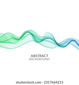 Abstract background with transparent wave of green-blue lines