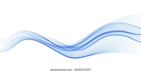 Fondo Abstractas, líneas onduladas transparentes. Azul suave Smoke Wave BG. Gradiente colorido que fluye líneas onduladas. Ilustración vectorial.