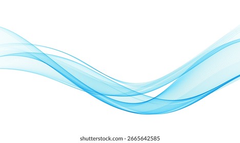 Abstract Background, Transparent Waved Lines. Blue Smoke Wave. Gradient Flowing Wavy Lines. Vector illustration.