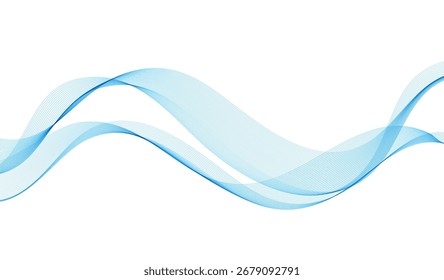 Fondo Abstractas, líneas onduladas transparentes. Azul suave Smoke Wave BG. Gradiente colorido que fluye líneas onduladas. Ilustración vectorial.