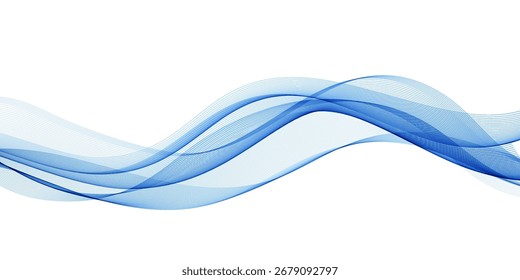 Abstract Background, Transparent Waved Lines. Soft Blue Smoke Wave BG. Colorful Gradient Flowing Wavy Lines. Vector illustration.