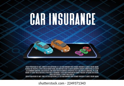 abstract background of  transport car insurance on mobile tablet app and maps route  navigation