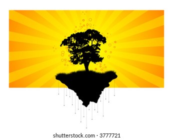 Abstract background with tree stars circles and rays
