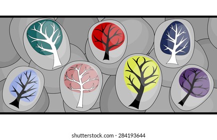 abstract background with trees and birds leaves