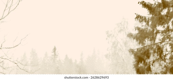 fundo abstrato com árvores e círculos em cores sépia, ilustração vetorial