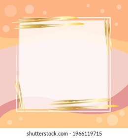 Abstract background in trending colors. Template for creating a design, frame, banner, advertising. Vector illustration with elements of brush strokes of gold color.
