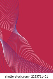 Abstract background in trendy color 2023 "Viva Magenta".Wavy lines.