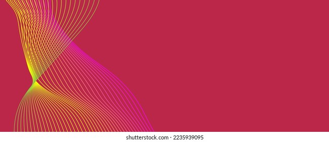 Abstract background in trendy color 2023 "Viva Magenta".Wavy lines.