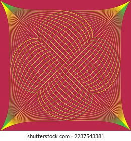 Abstract background in trendy color 2023 "Viva Magenta". Wavy lines. Design for poster, banner, cover. 