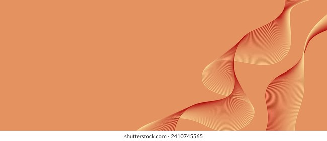 Abstract background in trendy color 2024 "Apricot Crush". Wavy lines.