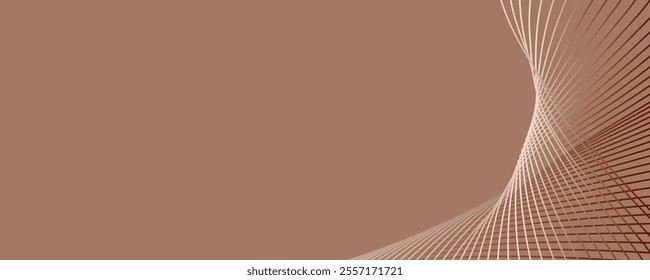 Abstract background in trendy color 2025 "Mocha Mousse". Wavy lines. Vector illustration in horizontal format.