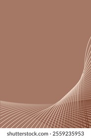 Abstract background in trendy color 2025 "Mocha Mousse". Wavy lines.