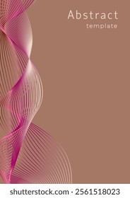 Abstract background in trendy color 2025 "Mocha Mousse". Wavy lines. Vector vertical format in saze A4, A5.