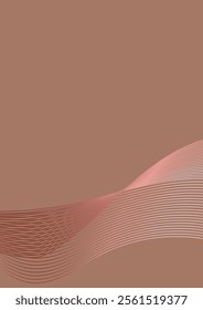 Abstract background in trendy color 2025 "Mocha Mousse". Wavy lines. Vector vertical format in saze A4, A5.