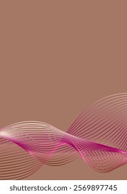 Abstract background in trendy color 2025 "Mocha Mousse". Wavy lines. Vector illustration vertical format in saze A4, A5.