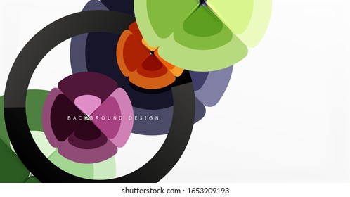 Abstrakter Hintergrund, trendige Farbkreise geometrische Zusammensetzung. Vektorillustration-Illustration für Bildschirmhintergrund, Banner, Hintergrund, Karte, Buchillustration, Landungsseite