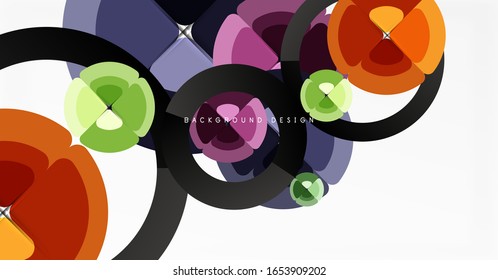 Abstract background, trendy color circles geometrical composition. Vector Illustration For Wallpaper, Banner, Background, Card, Book Illustration, landing page