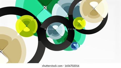 Abstract background, trendy color circles geometrical composition. Vector Illustration For Wallpaper, Banner, Background, Card, Book Illustration, landing page