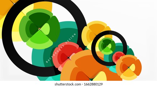 Abstract background, trendy color circles geometrical composition. Vector Illustration For Wallpaper, Banner, Background, Card, Book Illustration, landing page