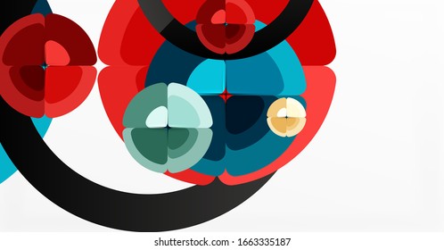 Abstract background, trendy color circles geometrical composition. Vector Illustration For Wallpaper, Banner, Background, Card, Book Illustration, landing page