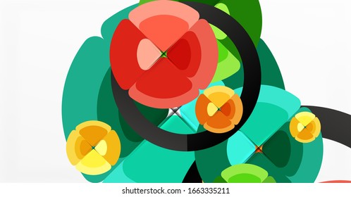 Abstract background, trendy color circles geometrical composition. Vector Illustration For Wallpaper, Banner, Background, Card, Book Illustration, landing page