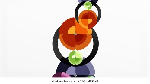 Abstrakter Hintergrund, trendige Farbkreise geometrische Zusammensetzung. Vektorillustration-Illustration für Bildschirmhintergrund, Banner, Hintergrund, Karte, Buchillustration, Landungsseite